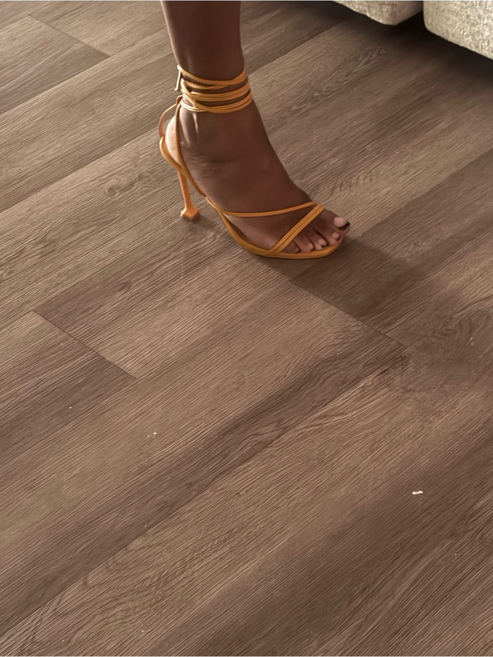 Women's Strappy Ankle-Tie Sandal - Mustard Yellow